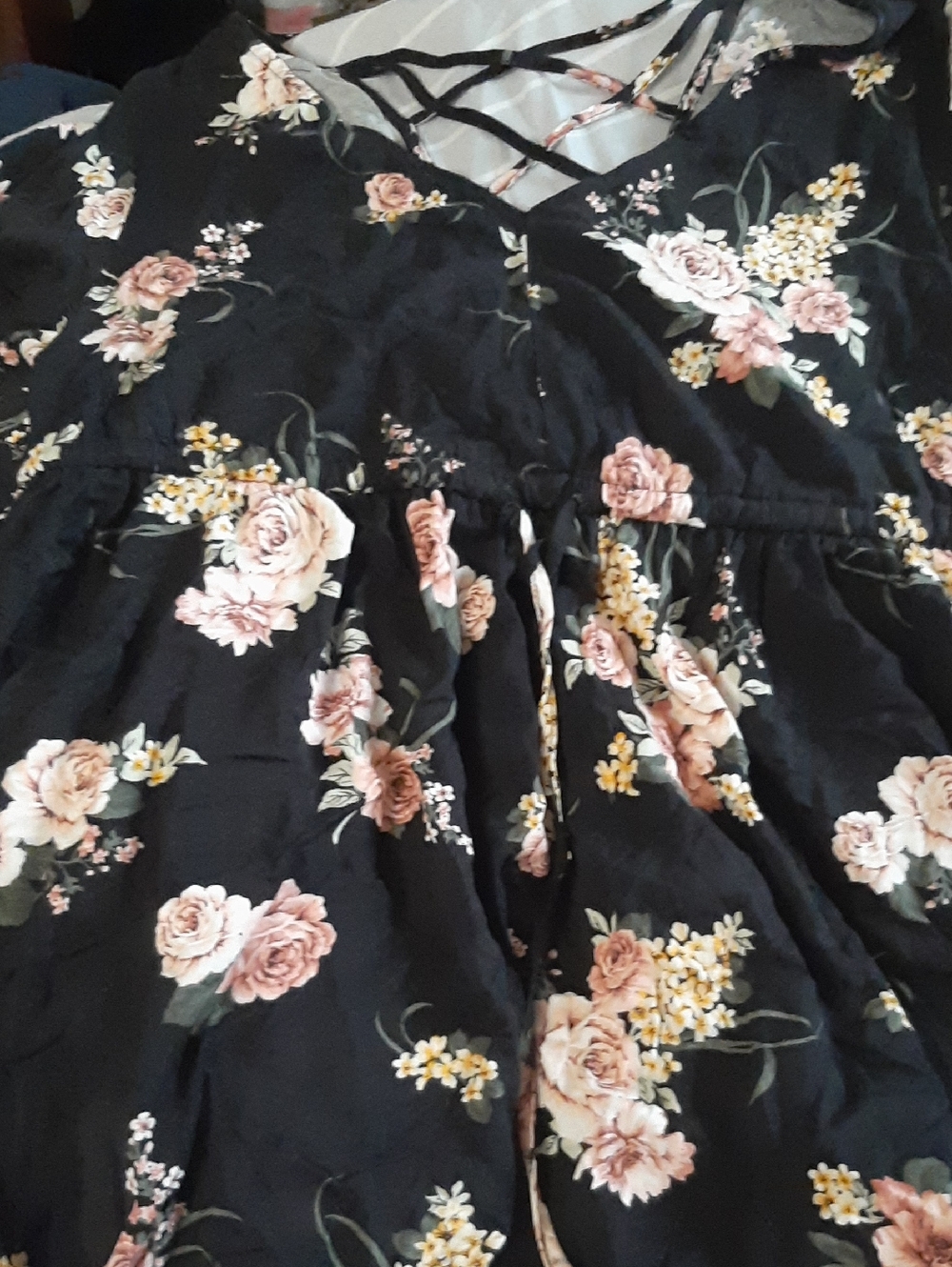 Torrid Black Floral Peplum Top